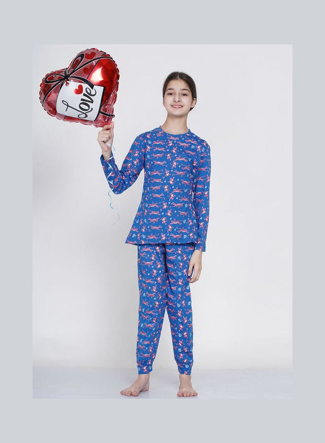 LAUREN Smith 2-Piece Printed Nightwear Kids Pyjama Set Dark Blue  - Image 5