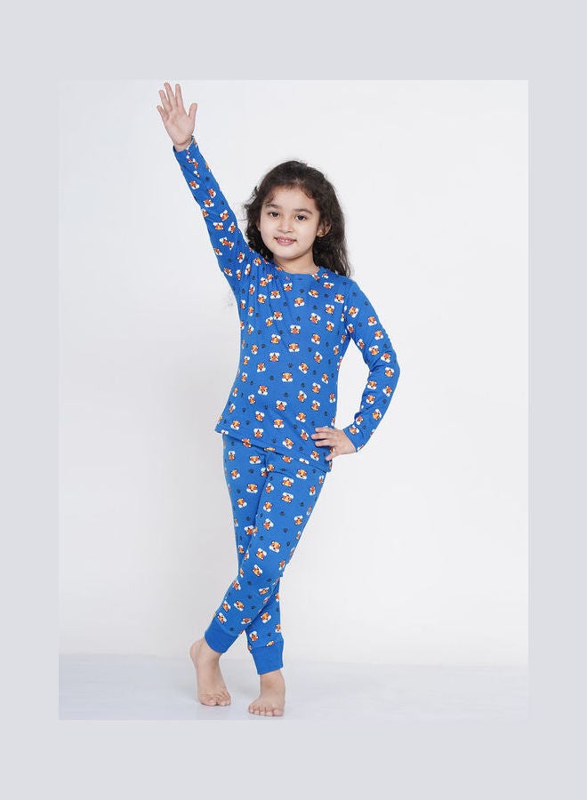 2-Piece Printed Nightwear Kids Pyjama Set Dark Blue - v1638106269/N52050841V_1