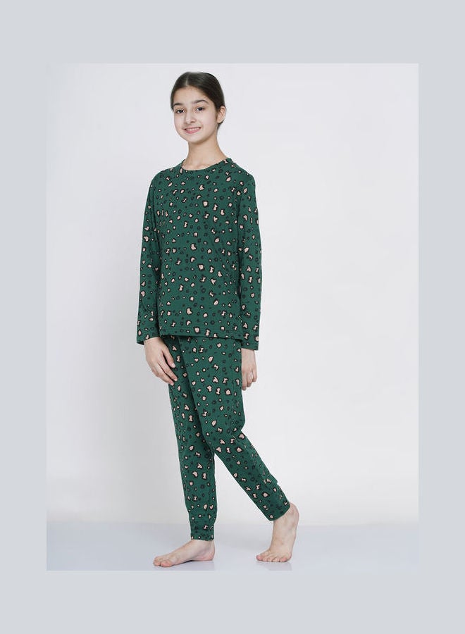 LAUREN Smith 2-Piece Printed Nightwear Kids Pyjama Set Dark Green  - Image 4