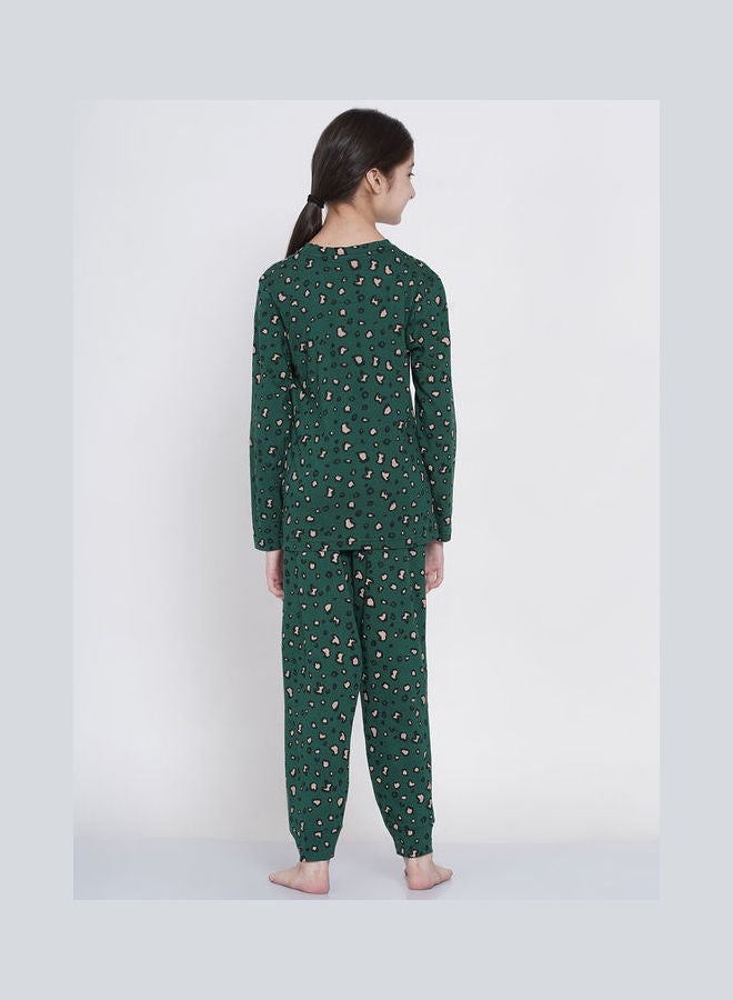 LAUREN Smith 2-Piece Printed Nightwear Kids Pyjama Set Dark Green  - Image 2