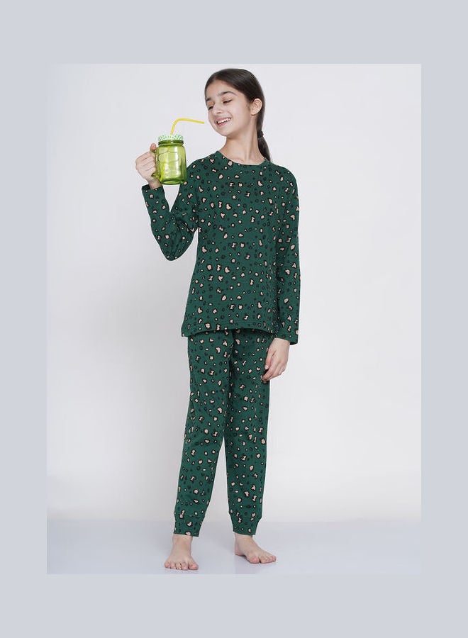 LAUREN Smith 2-Piece Printed Nightwear Kids Pyjama Set Dark Green  - Image 5