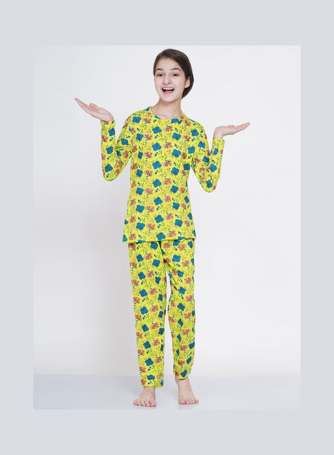 لورين سميث طقم بيجامة بطبعة ملابس نوم للأطفال مكون من قطعتين أخضر فاتح - Image 1