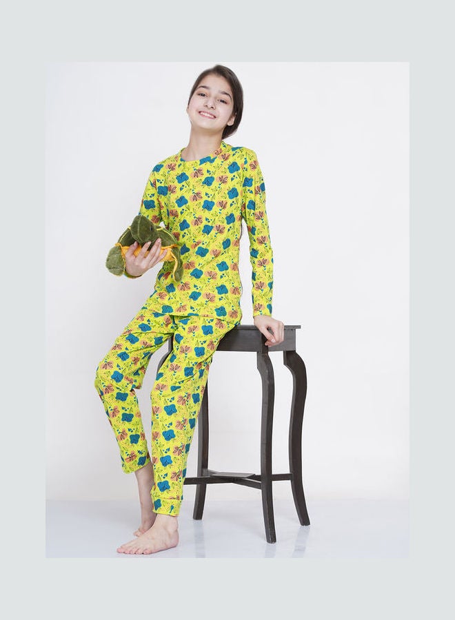 لورين سميث طقم بيجامة بطبعة ملابس نوم للأطفال مكون من قطعتين أخضر فاتح - Image 5