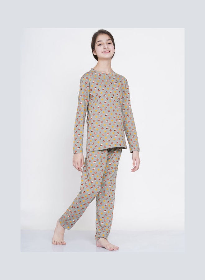 LAUREN Smith 2-Piece Printed Nightwear Kids Pyjama Set Grey  - Image 3