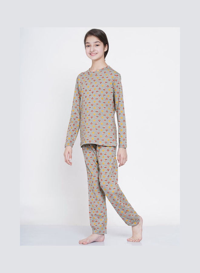 LAUREN Smith 2-Piece Printed Nightwear Kids Pyjama Set Grey  - Image 4