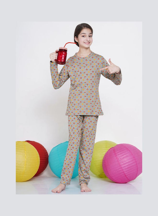 LAUREN Smith 2-Piece Printed Nightwear Kids Pyjama Set Grey  - Image 5