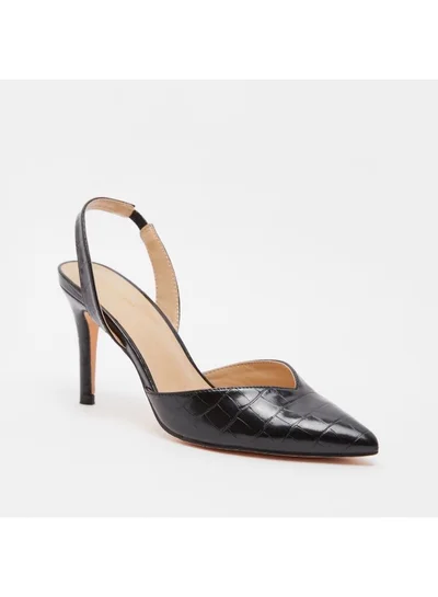 shoexpress Animal Textured Mid Heeled Mules Black