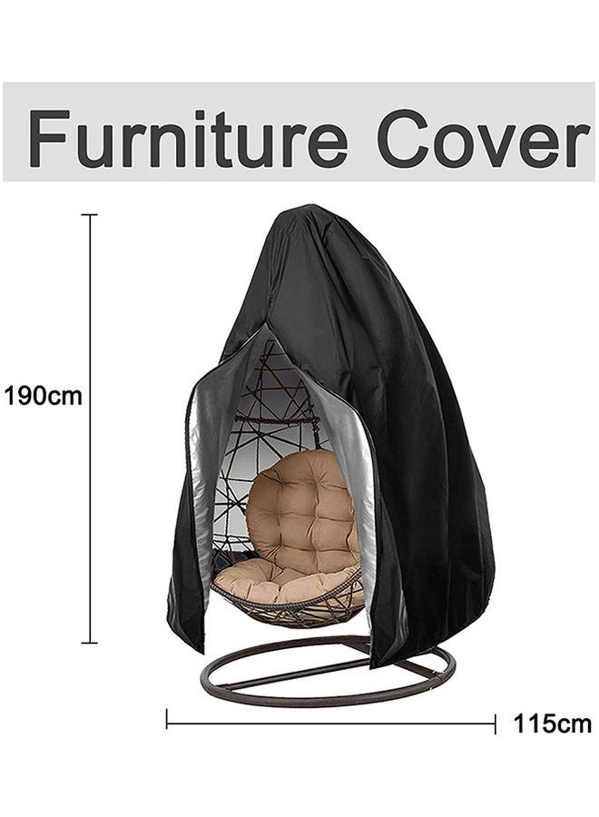 HomarKet - Hanging Chair Cover For Or Single Swinging Egg Chair/Pod Chair,Patio Cover Black/Silver 115x190cm - Image 1