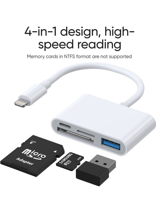 JOYROOM - Multifunctional OTG 4-In-1 Fast Charging Cable Phone Adapter SD TF For Apple iPhone White - Image 1