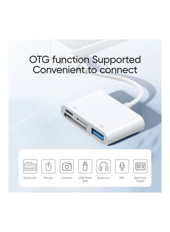 JOYROOM - Multifunctional OTG 4-In-1 Fast Charging Cable Phone Adapter SD TF For Apple iPhone White - Image 1