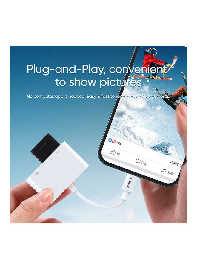 JOYROOM - Multifunctional OTG 4-In-1 Fast Charging Cable Phone Adapter SD TF For Apple iPhone White - Image 1