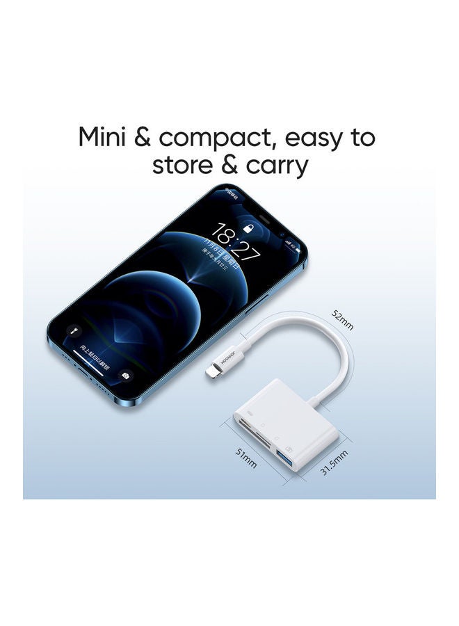 JOYROOM - Multifunctional OTG 4-In-1 Fast Charging Cable Phone Adapter SD TF For Apple iPhone White - Image 1