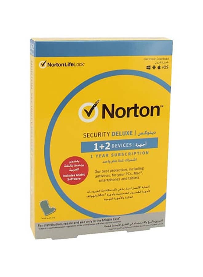 Norton - Symantec Security Deluxe 3.0 1 User for 3 Devices 1 Year Antivirus 1 Plus 2 Promo, Arabic Multicolour - Image 1
