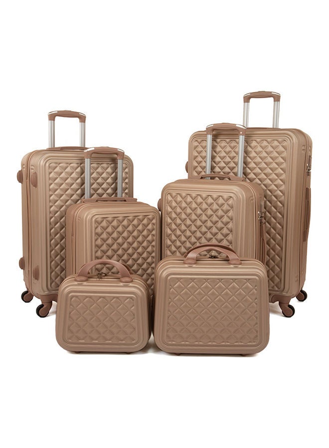 LIMRA - 6-Piece Textured Luggage Trolley Bag Set Gold - Image 1