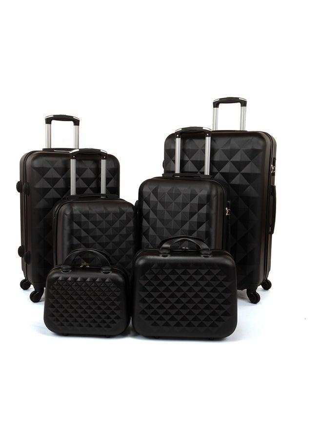ليمرا طقم حقائب سفر بعجلات بارزة الملمس من 6 قطع أسود - Image 1