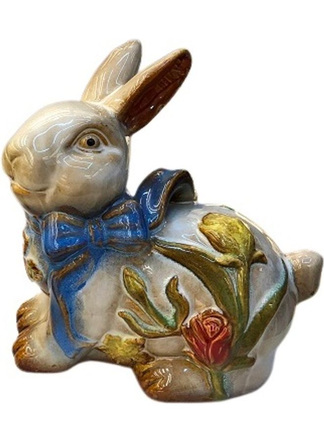 هاندسوم غيفت مجسم من البورسلين على شكل أرنب للزينة منتج متعدد الألوان 14 x 13 x 9سم - Image 1