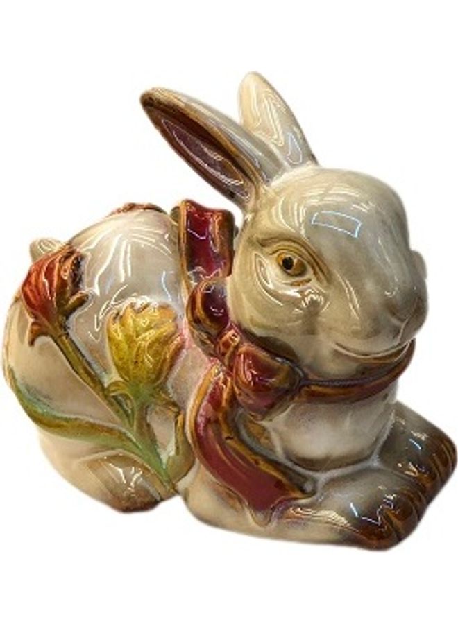 Handsomegift Porcelain Decorative Rabbit Shaped Figurine Multicolour 14 x 13 x 9cm - Image 2
