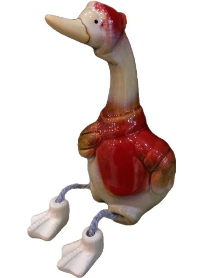 Handsomegift Porcelain Decorative Duck Shaped Figurine Multicolour 6 x 7 x 14cm - Image 1