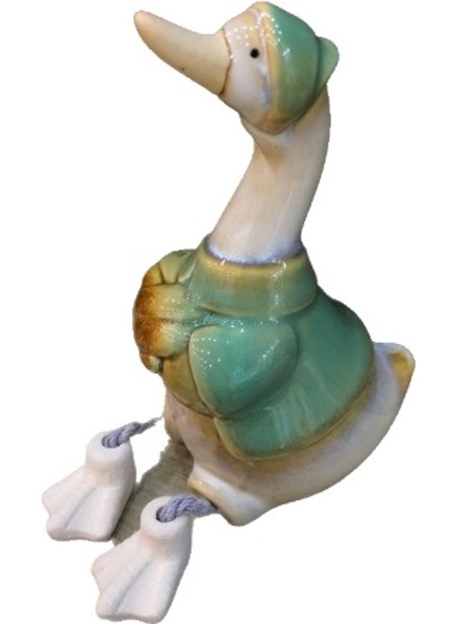 Handsomegift Porcelain Decorative Duck Shaped Figurine Multicolour 6 x 7 x 14cm - Image 1