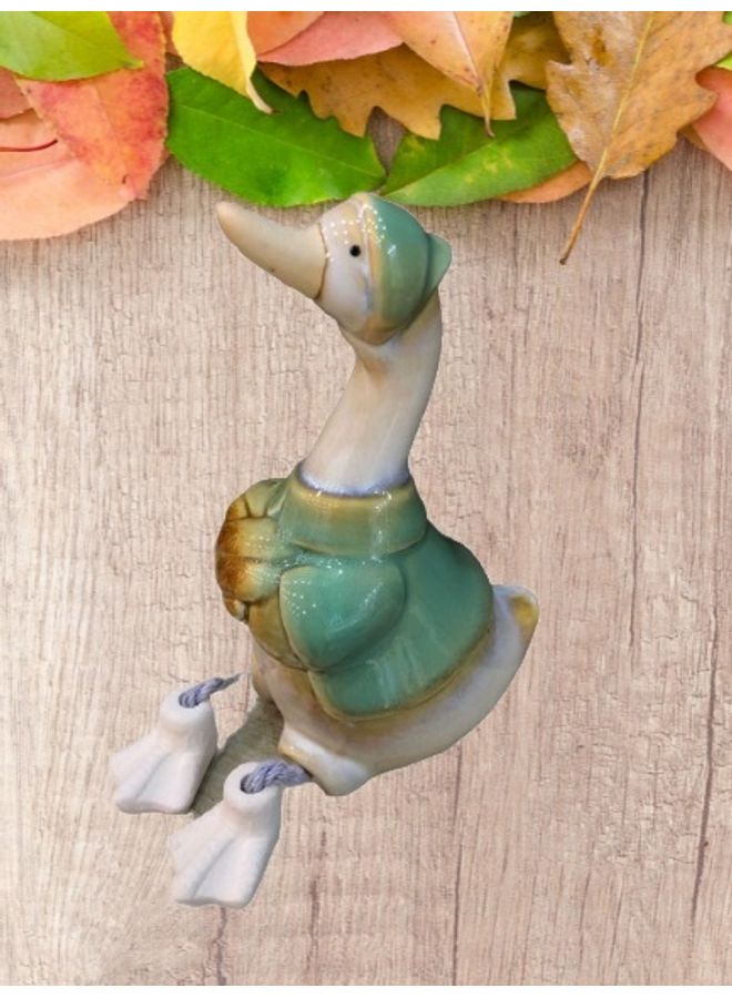 Handsomegift Porcelain Decorative Duck Shaped Figurine Multicolour 6 x 7 x 14cm - Image 2