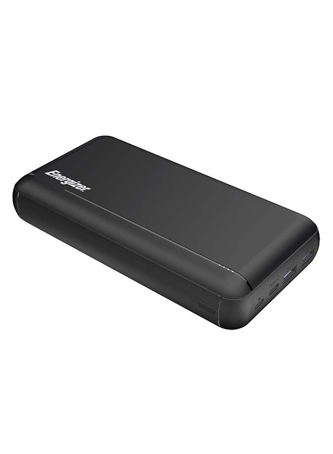 30000 mAh Ultimate Fast Charging PD Power Bank, Triple Outputs - 22.5W Power Delivery For iPhones, Dual 18W Smart USB-A For Android Devices, Dual Inputs, Micro-USB And Type-C Black