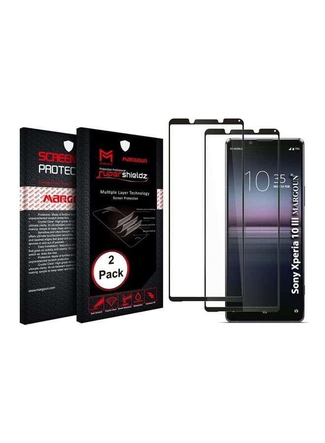 MARGOUN 2-Piece Screen Protector HD Full Coverage For Sony Xperia 10 III Clear/Black - Image 2