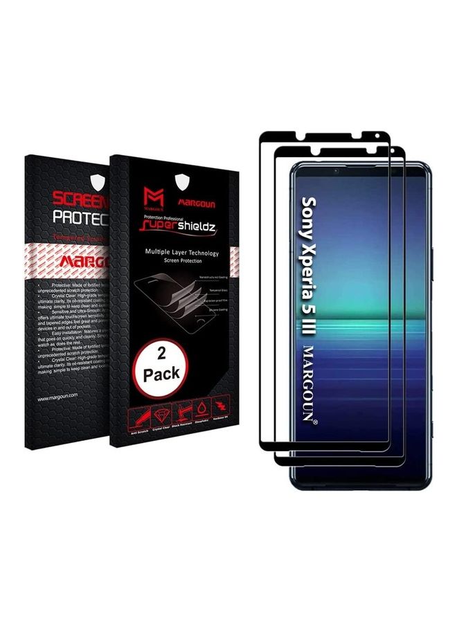MARGOUN 2-Piece Screen Protector HD Full Coverage For Sony Xperia 5 III Clear/Black - Image 2