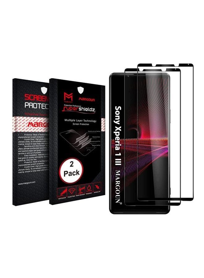 MARGOUN 2-Piece Screen Protector HD Full Coverage For Sony Xperia 1 III Clear/Black - Image 2