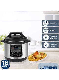 Arshia 2498 12-in-1 Function Digital Pressure Cooker 8 l 1500 W 8.0 L 1200.0 W 2498 Silver/Black  - Image 4