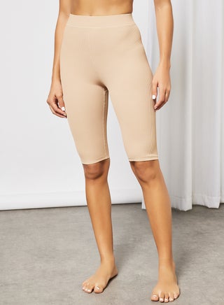 Solid Cycling Shorts Beige