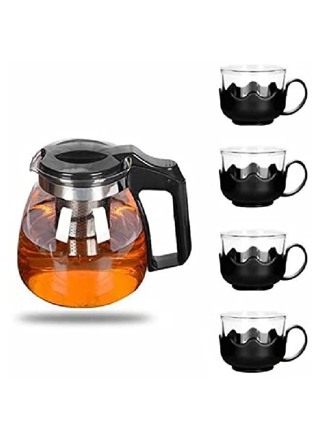 Tea Set Of Pyrex Glass Kettle Black