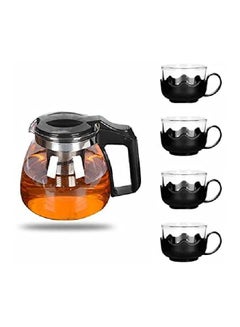 Generic 4-Piece Cup And Glass Teapot Set Multicolour 