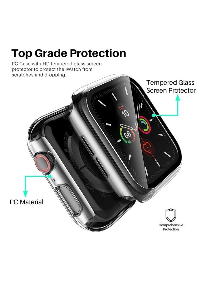 تيكشير غطاء حماية واق مع لاصقة حماية للشاشة من الزجاج المقوى لساعة يد أبل قياس 40 مم شفاف - Image 2