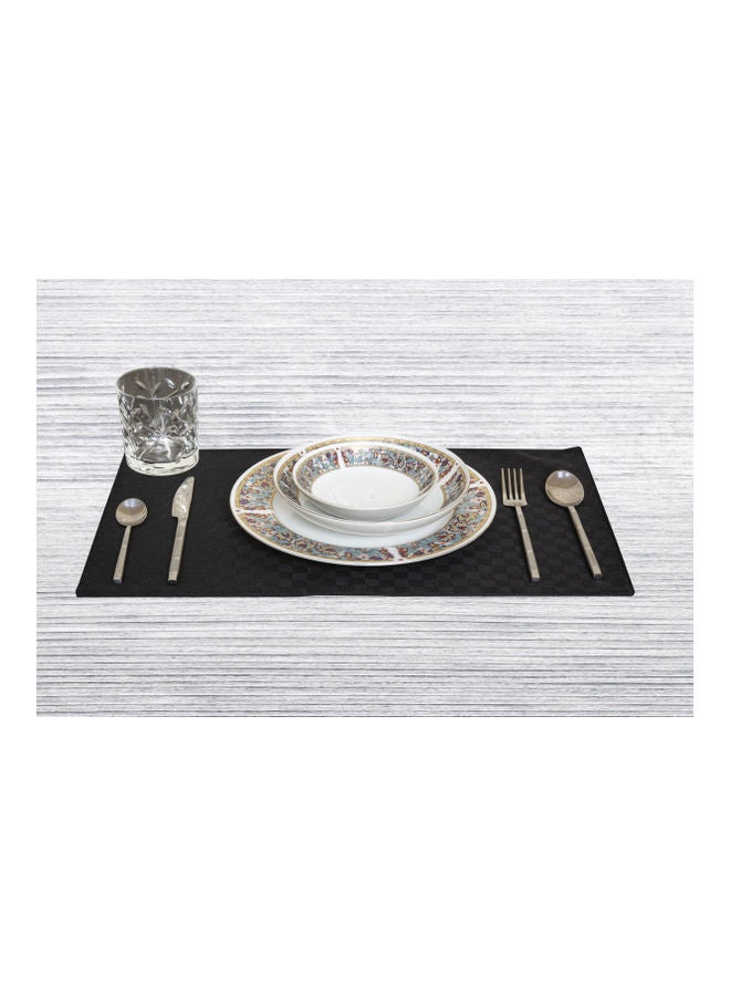 Hotel Linen Klub 6-Piece 100% Cotton Dobby Jacquard Table Cloth Placemat Set Black 30x50cm - Image 2