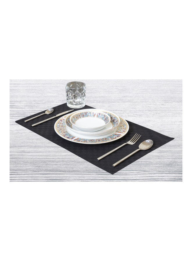 Hotel Linen Klub 6-Piece 100% Cotton Dobby Jacquard Table Cloth Placemat Set Black 30x50cm - Image 3