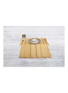 Hotel Linen Klub 6-Piece 100% Cotton Dobby Jacquard Table Cloth Placemat Set Beige 30x50cm  - Image 1