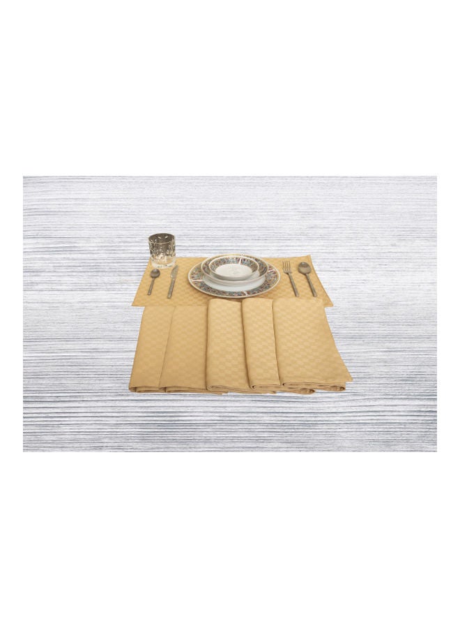 Hotel Linen Klub 6-Piece 100% Cotton Dobby Jacquard Table Cloth Placemat Set Beige 30x50cm  - Image 1