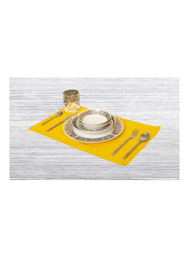 Princess 6-Piece 100% Cotton Dobby Jacquard Table Cloth Placemat Set Yellow 30x50cm  - Image 4