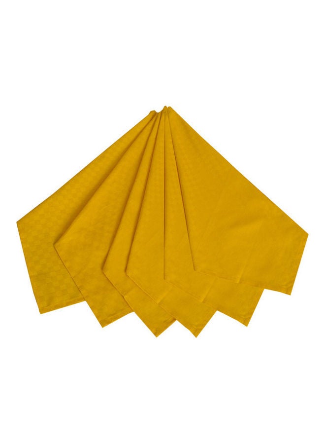 Hotel Linen Klub 6-Piece Dobby Jacquard Table Cloth Napkins Yellow 50x50cm  - Image 1