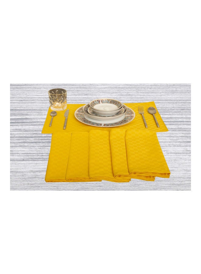 Princess 6-Piece 100% Cotton Dobby Jacquard Table Cloth Placemat Set Yellow 30x50cm  - Image 2
