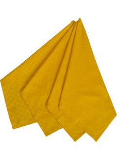 Hotel Linen Klub 4-Piece Dobby Jacquard Table Cloth Napkin Yellow 50x50cm  - Image 1