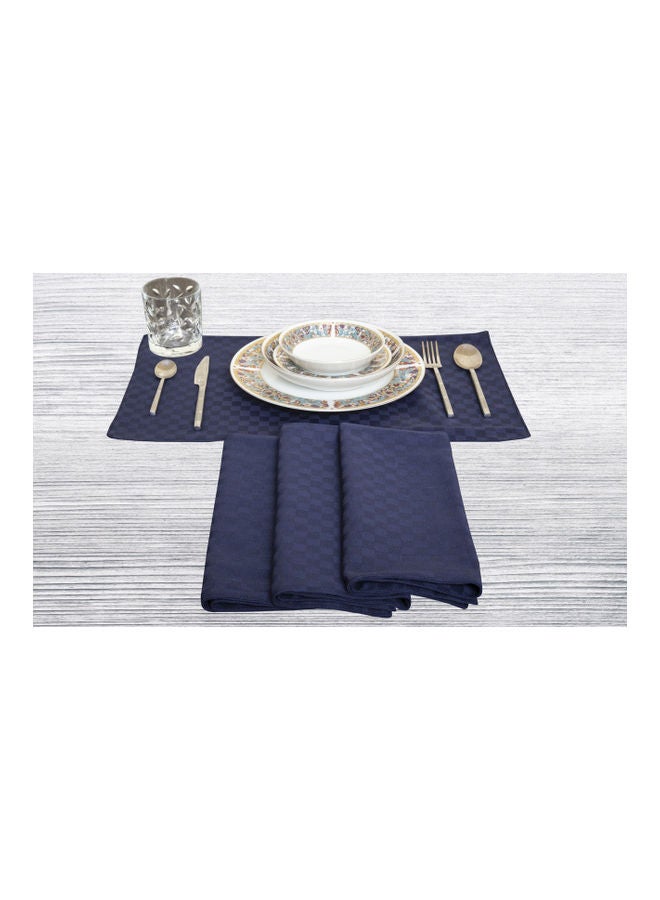 Hotel Linen Klub 4-Piece Dobby Jacquard Table Cloth Placemat Navy 30x50cm  - Image 1