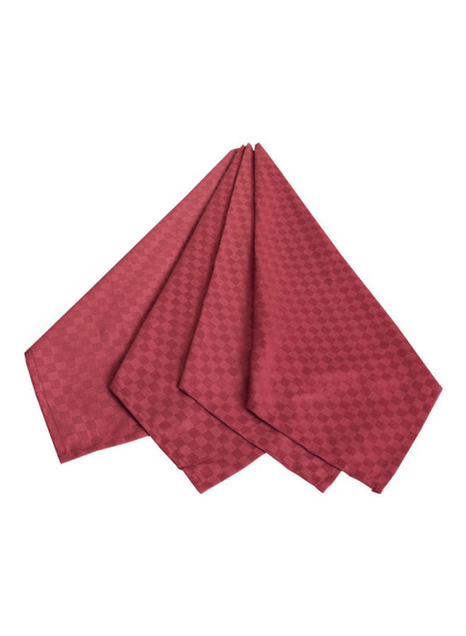 Hotel Linen Klub 4-Piece 100% Cotton Dobby Jacquard Table Cloth Napkins Set Maroon 50x50cm  - Image 1