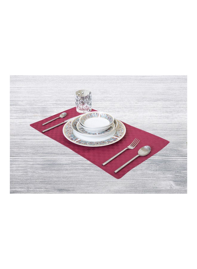 Princess - 6-Piece Dobby Jacquard Table Cloth Placemat Maroon 30x50cm - Image 1