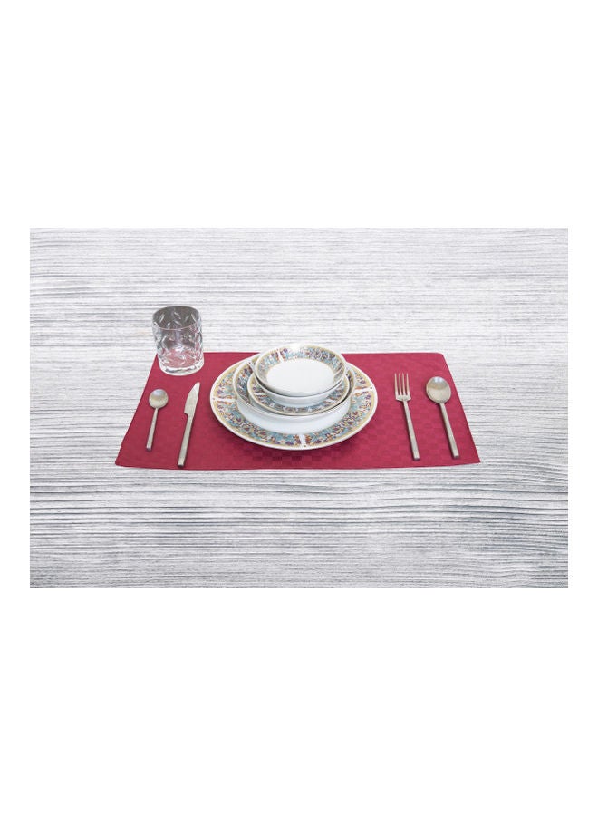 Princess - 6-Piece Dobby Jacquard Table Cloth Placemat Maroon 30x50cm - Image 1