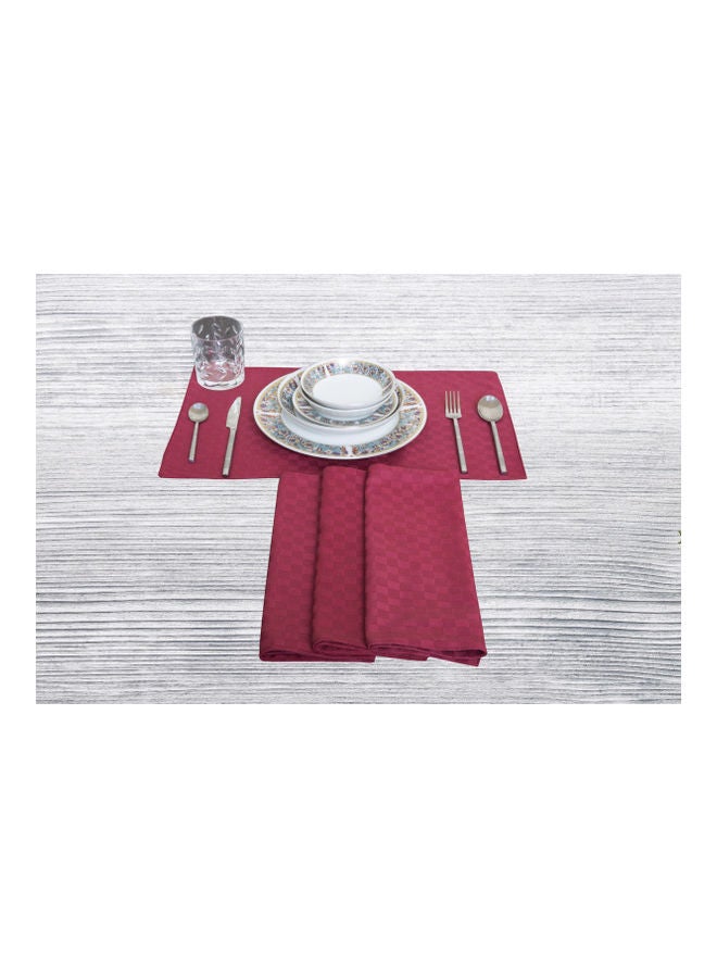 Princess - 4-Piece Dobby Jacquard Table Cloth Placemat Maroon 30x50cm - Image 1