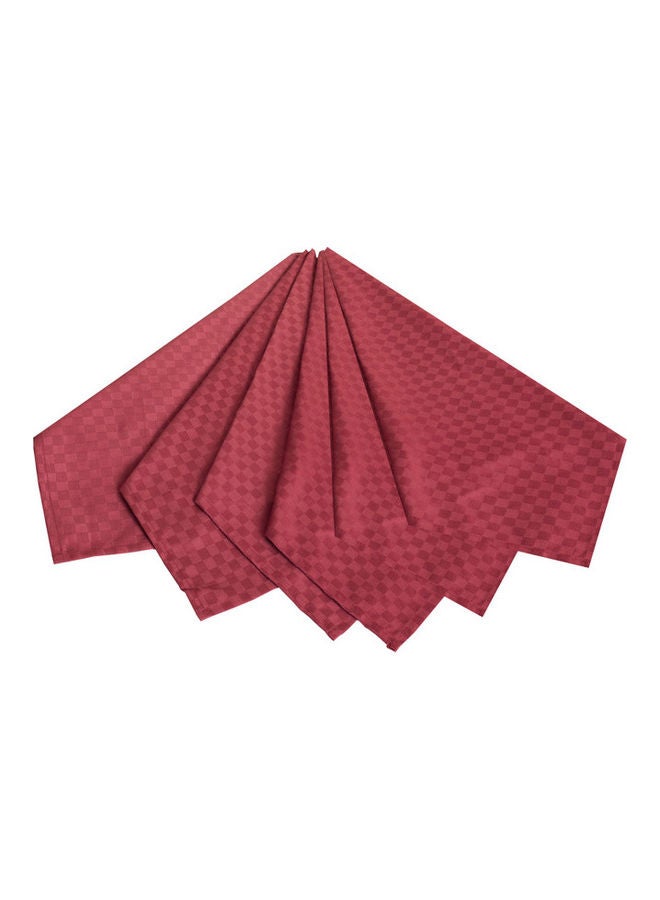 Hotel Linen Klub 6-Piece Dobby Jacquard Table Cloth Napkin Maroon 50x50cm  - Image 1