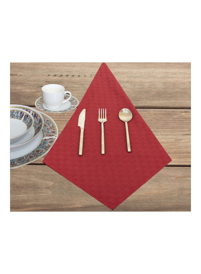 Hotel Linen Klub 6-Piece Dobby Jacquard Table Cloth Napkin Maroon 50x50cm  - Image 2