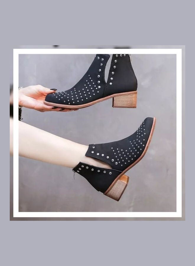 Embellished Design Ankle Boots Black  - Image 2