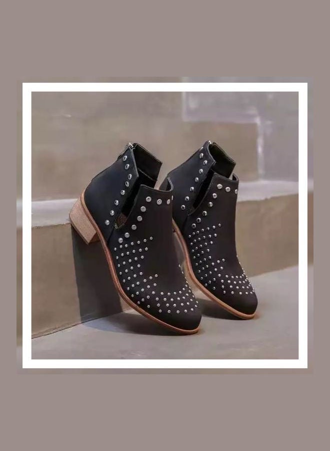 Embellished Design Ankle Boots Black  - Image 4